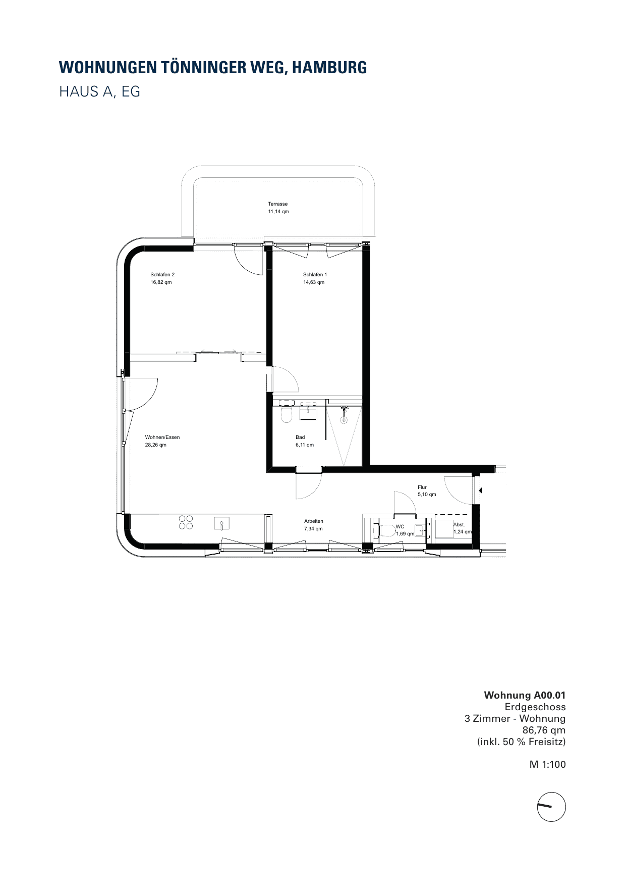 Grundriss der Wohnung A 00.01