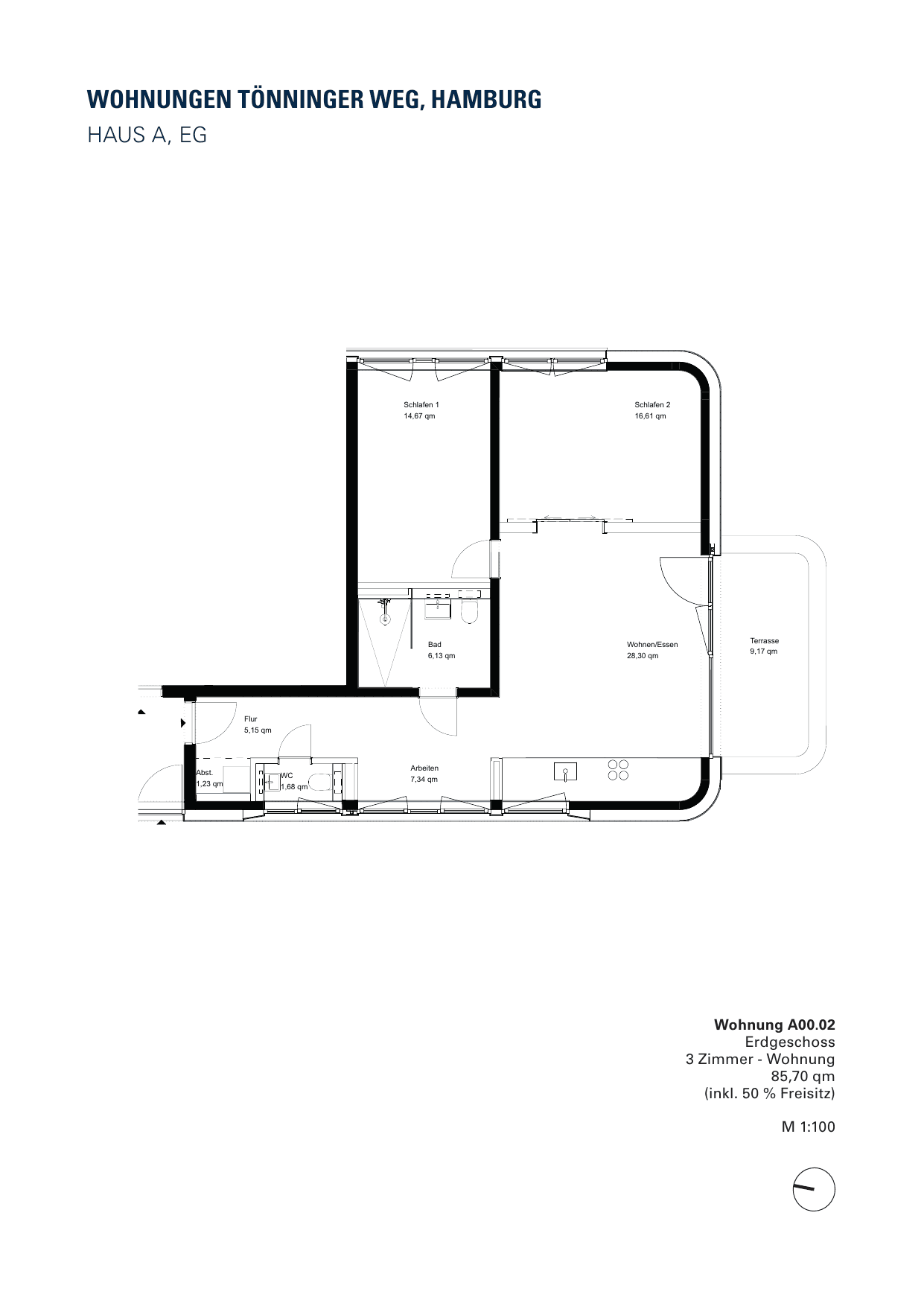 Grundriss der Wohnung A 00.02