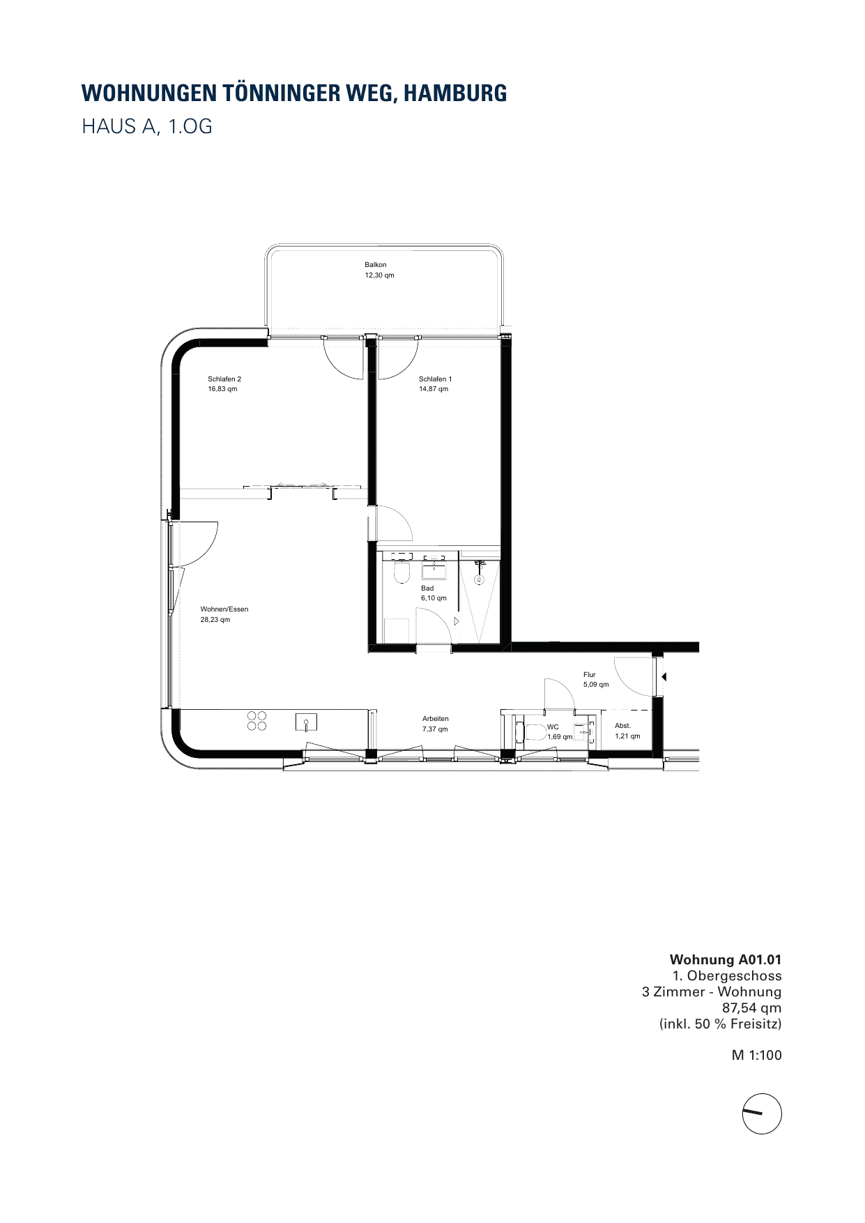 Grundriss der Wohnung A 01.01