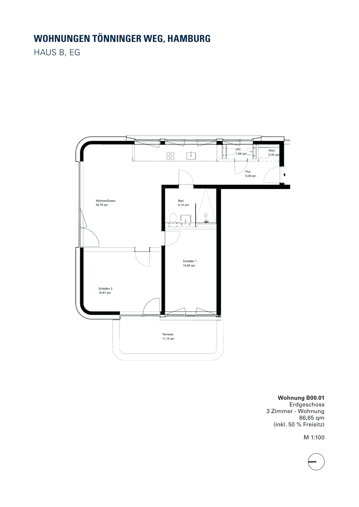 Grundriss der Wohnung B 00.01