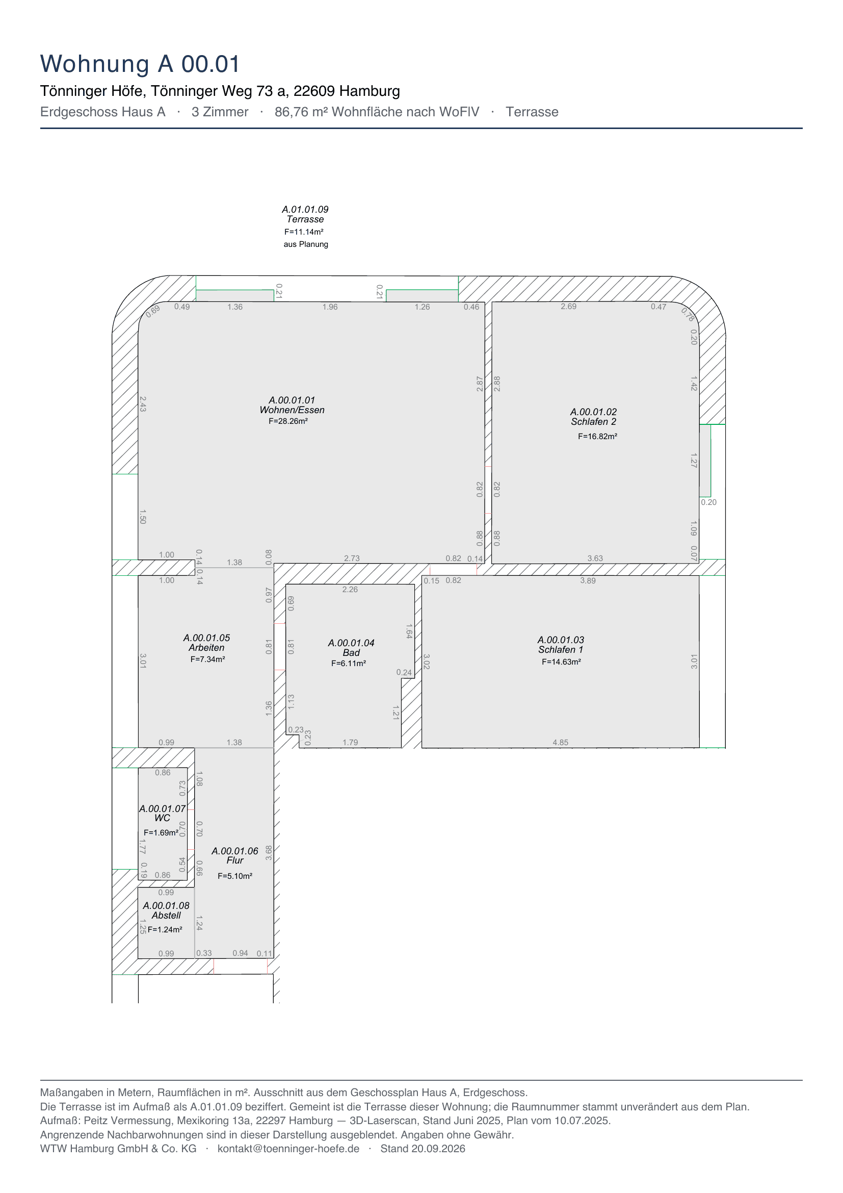 Grundriss 1 der Wohnung A 00.01