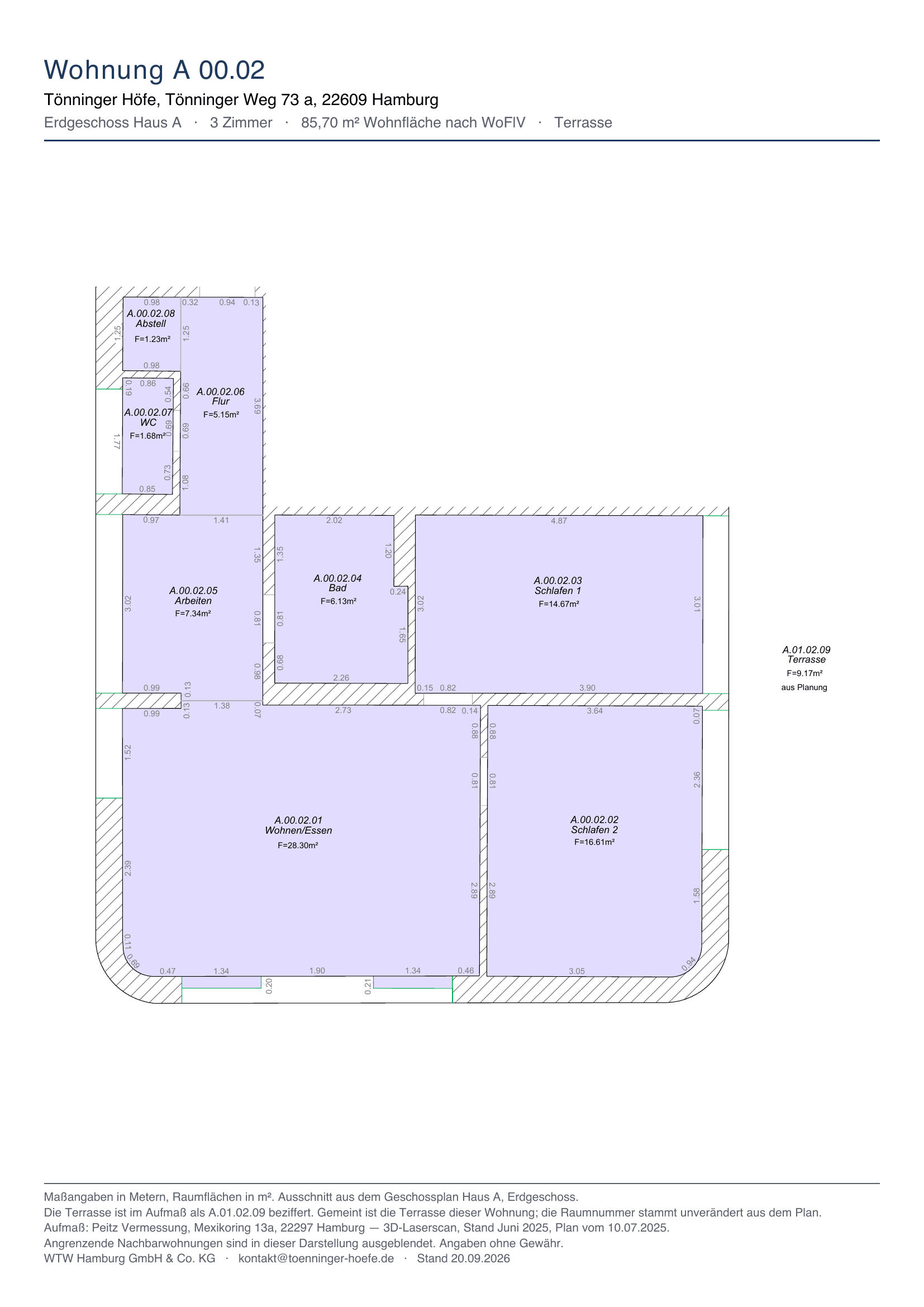 Grundriss 1 der Wohnung A 00.02